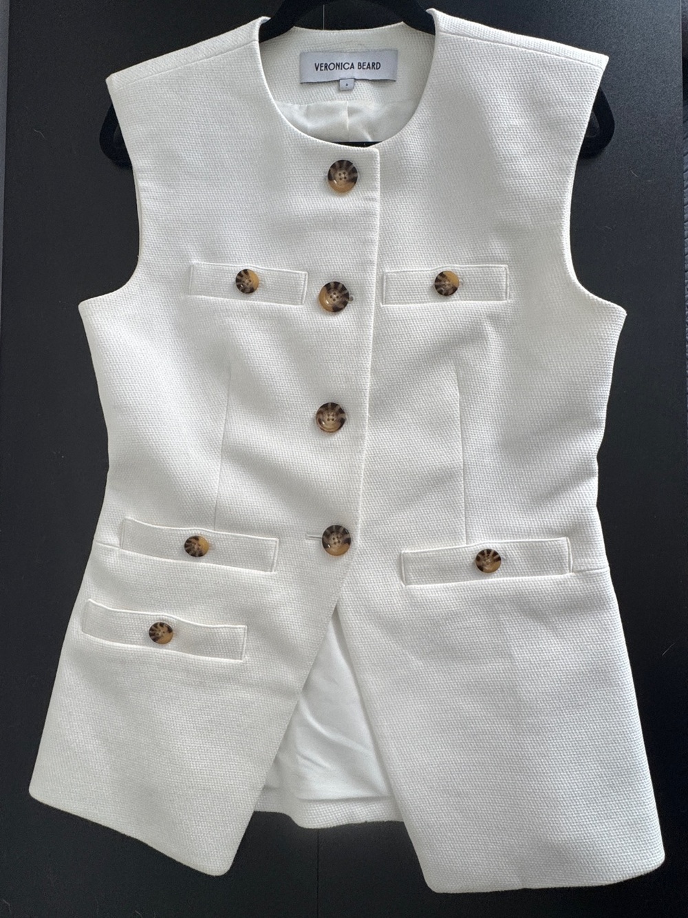 Veronica Beard Tamara Off White Tailored Vest Size 6